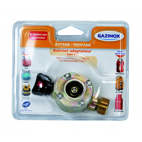 Robinet adaptateur gaz butane / propane pour elfi et twinny x Diam.20mm, GAZINOX - GAZINOX