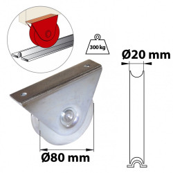 Roue à support extérieur acier zingué, H.80 x L.120 x P.35 mm - AFBAT