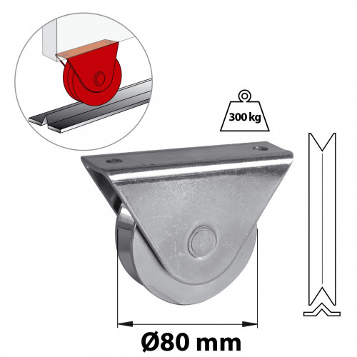 Roue à support extérieur acier zingué, H.85 x L.120 x P.35 mm - AFBAT