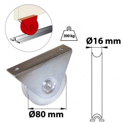 Roue à support extérieur acier zingué, H.85 x L.120 x P.36 mm - AFBAT