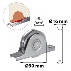 Roue à support intérieur acier zingué, H.90 x L.155 x P.32 mm - AFBAT