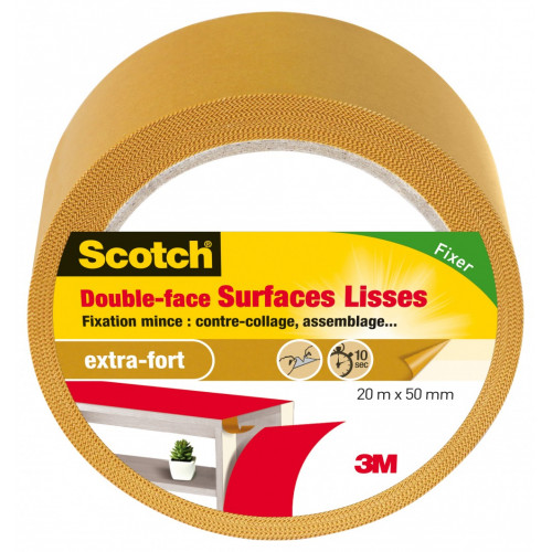 SCOTCH Rouleau adhésif double face surfaces lisses SCOTCH L.20 M x