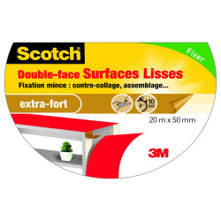 Rouleau adhésif double face surfaces lisses SCOTCH L.20 M x l.50 mm - SCOTCH