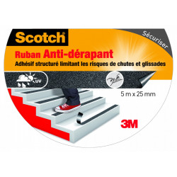 Ruban adhésif antidérapant de réparation SCOTCH, une face L.5 m x l.25 mm noir - SCOTCH