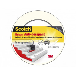 Ruban antidérapant de  SCOTCH, une face L.5 m x l.25 mm transparent de marque SCOTCH, référence: B6086800