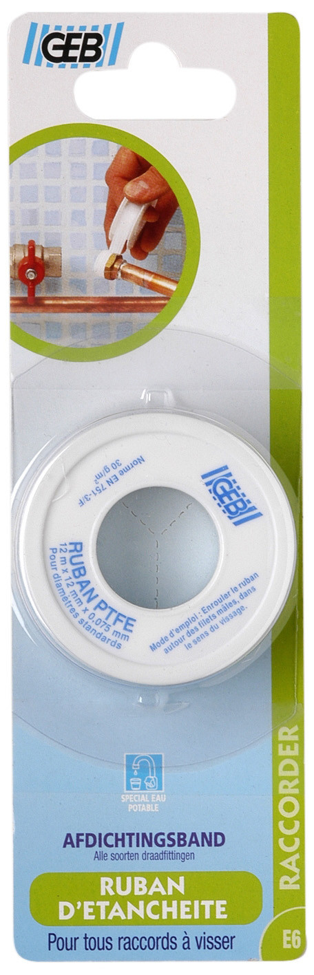 GEB Ruban d'étanchéité téflon PTFE 12mx12mmx0.075mm - vue 3