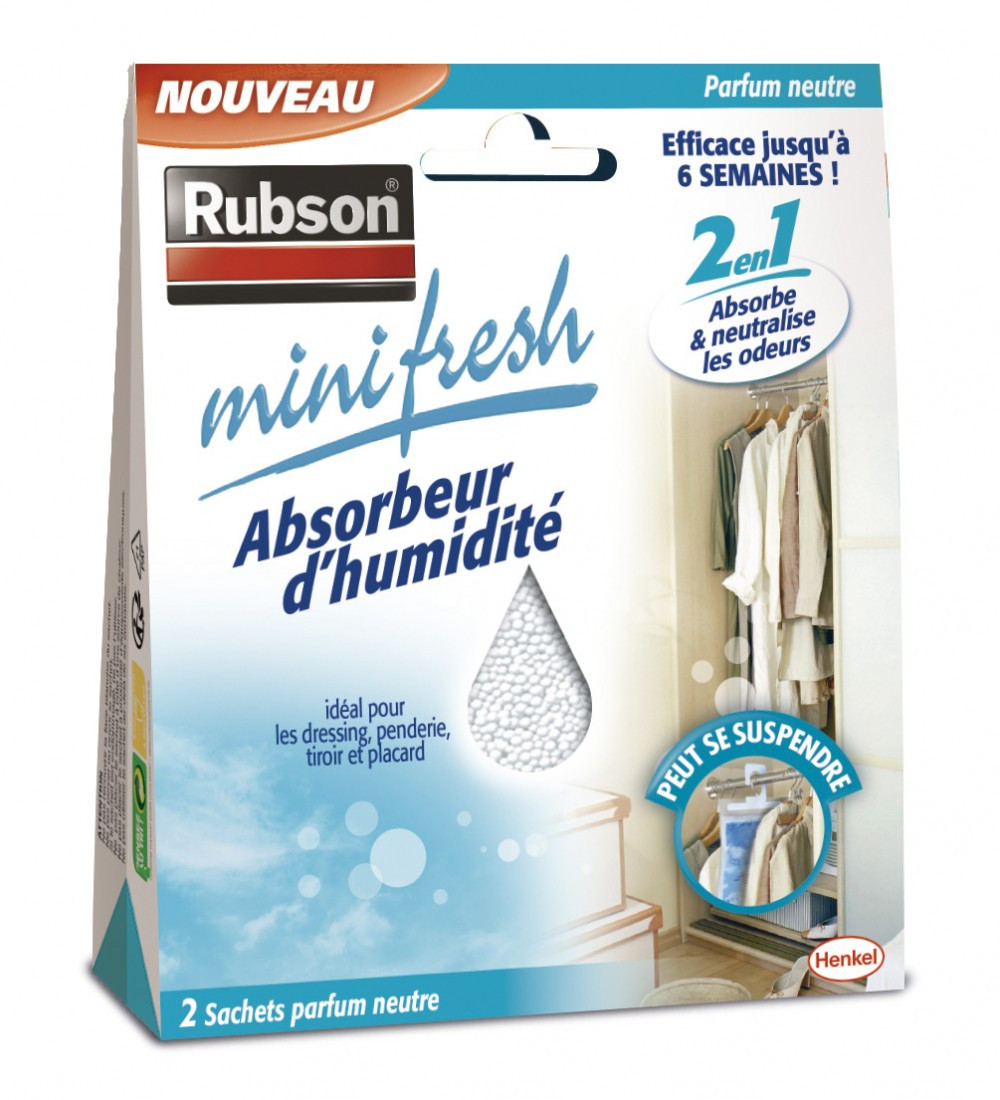Rubson Minifresh - Absorbeur D'humidité Parfum Lavande - 2 Sachets De 50g - Efficace 6 Semaines