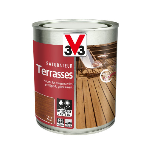 Saturateur Terrasses classique V33, teck, mat 1 l - V33