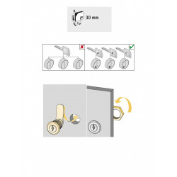 Serrure de meuble acier à encastrer HETTICH de 10 à 30 mm réversible - HETTICH