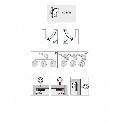 Serrure de meuble acier en applique HETTICH AXE 25 mm réversible - HETTICH