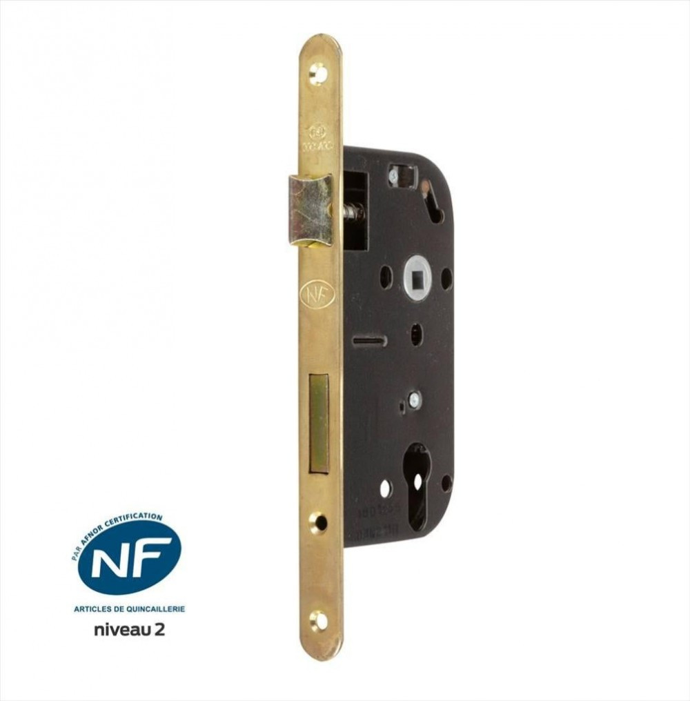 Serrure à encastrer NF pour cylindre européen 40 mm bout rond - vue 2