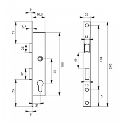 Serrure encastrée THIRARD, à cylindre, axe 10.5 mm - THIRARD 