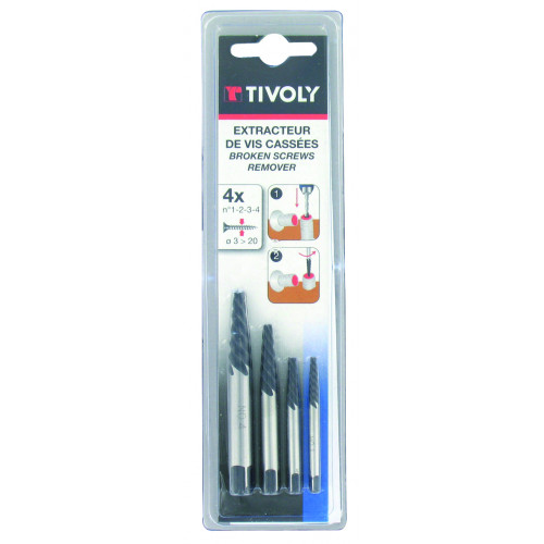 Set d'extracteurs de goujons TIVOLY 11111021234, Diam.2.2 à 4.7 mm - TIVOLY