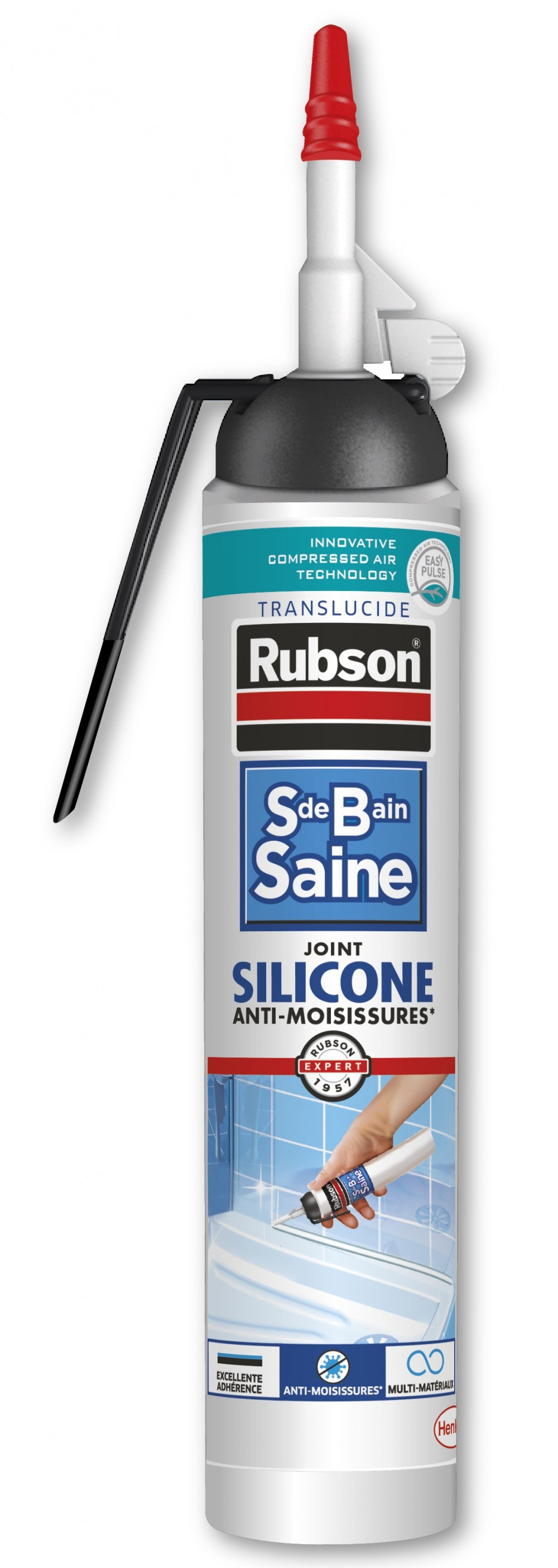 Silicone carrelage RUBSON transparent, 200 ml Mastic sans pistolet sdbs transpar