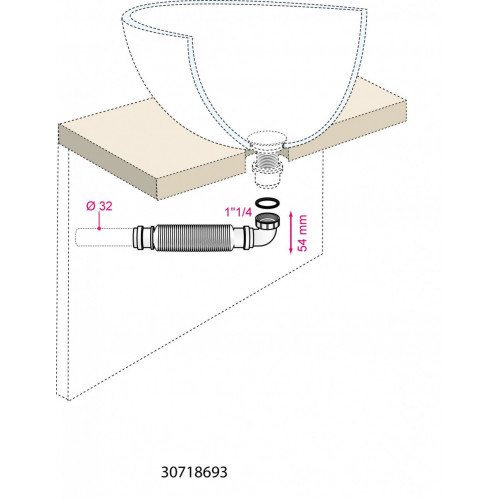 Siphon Senzo souple à membrane,  30718693 WIRQUIN - WIRQUIN