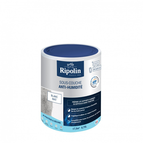 Sous-couche antihumidité Rip etanch, RIPOLIN blanc 0.75 l - RIPOLIN