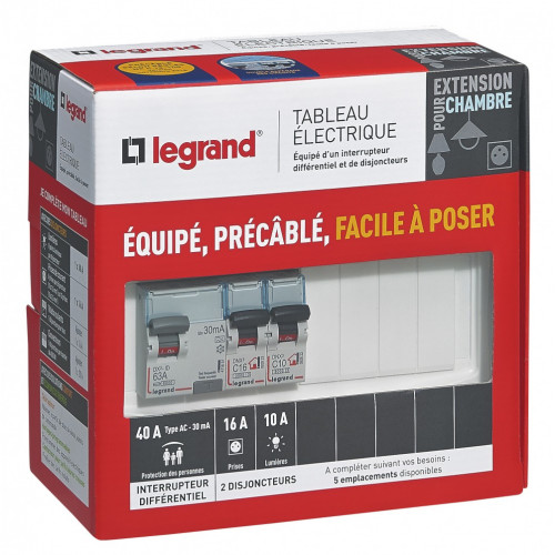 Legrand Tableau électrique équipé et précâblé LEGRAND 1 rangée 9 mo