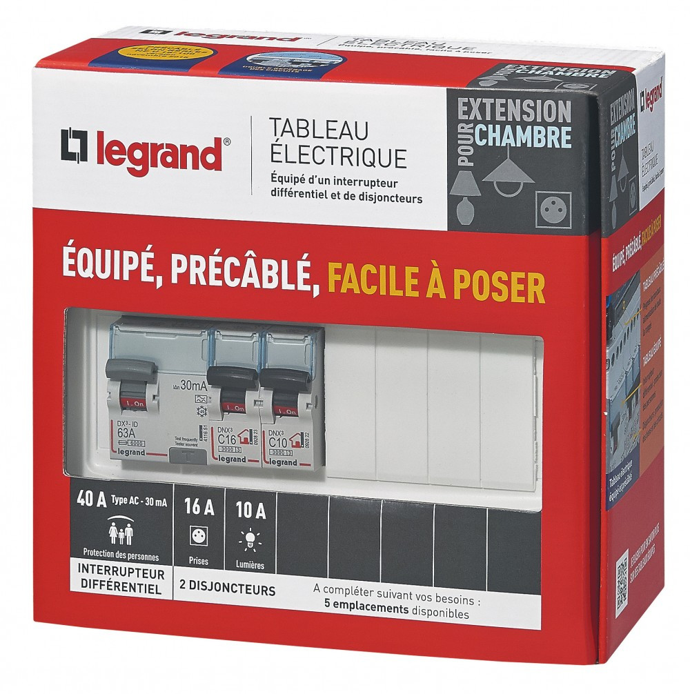 Legrand Tableau électrique équipé et précâblé LEGRAND 1 rangée 9 mo...