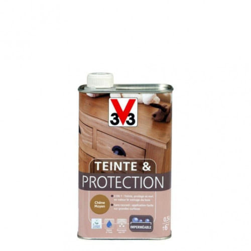 Teinte et protection V33, 0.5 l, chêne moyen mat - V33