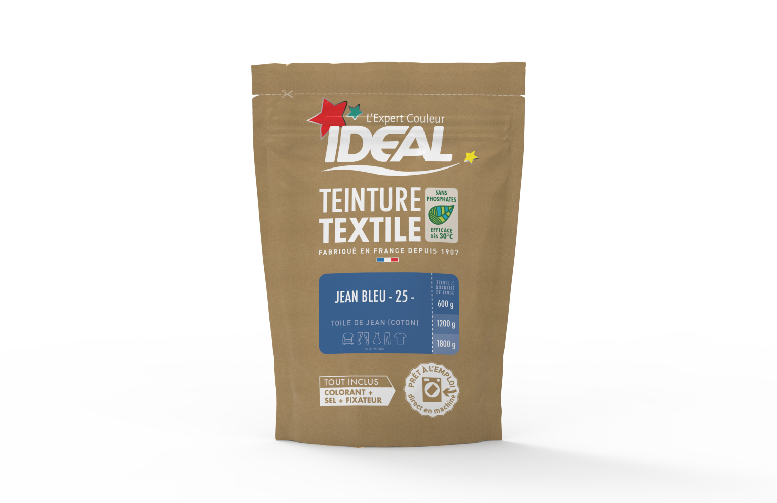 Teinture textile IDEAL Bleu jeans 0.35 kilogramme