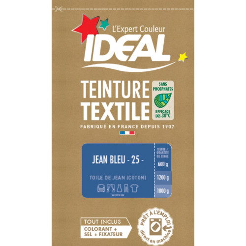 Teinture textile IDEAL Bleu jeans 0.35 kilogramme - IDEAL