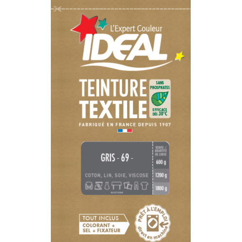 Teinture textile IDEAL Gris 0.35 kilogramme - IDEAL