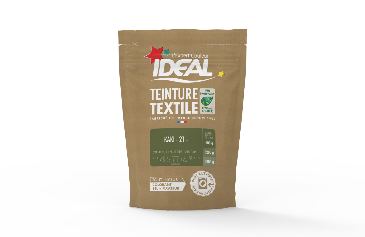 Teinture textile IDEAL Kaki 0.35 kilogramme