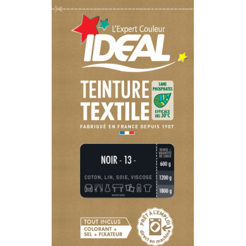 Teinture textile IDEAL Noire 0.35 kilogramme - IDEAL