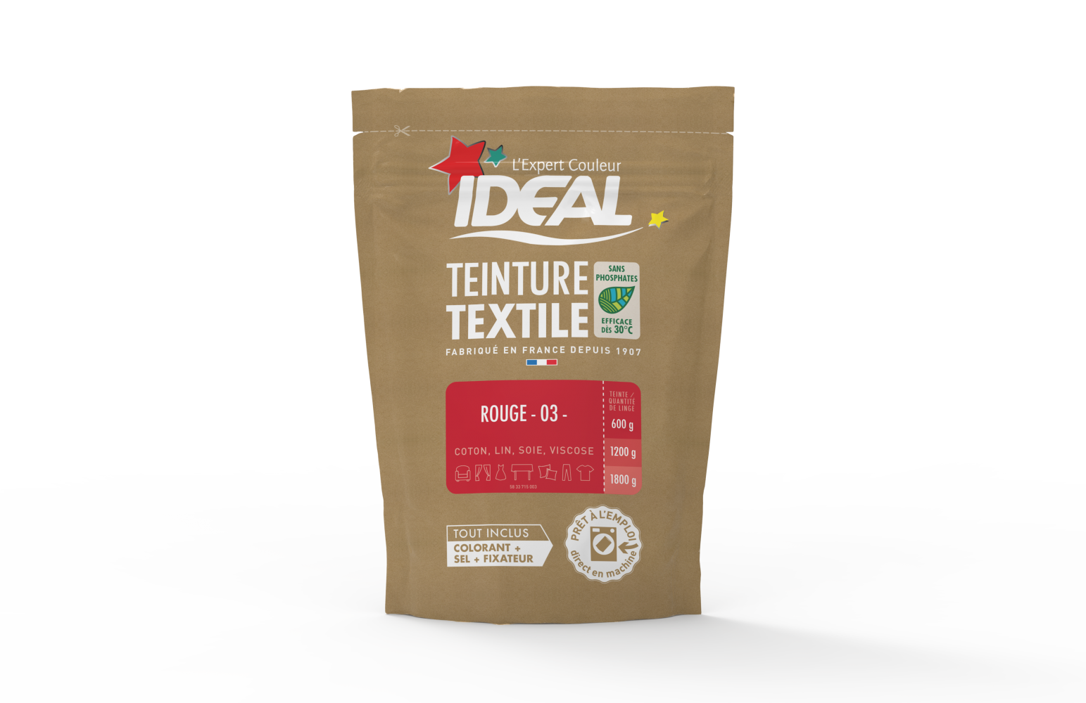 Teinture textile IDEAL Rouge 0.35 kilogramme