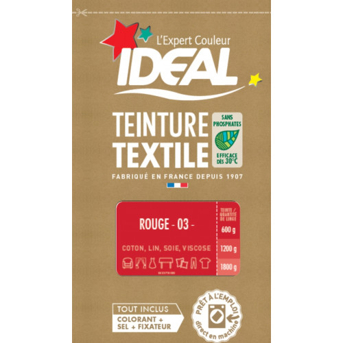 Teinture textile IDEAL Rouge 0.35 kilogramme - IDEAL