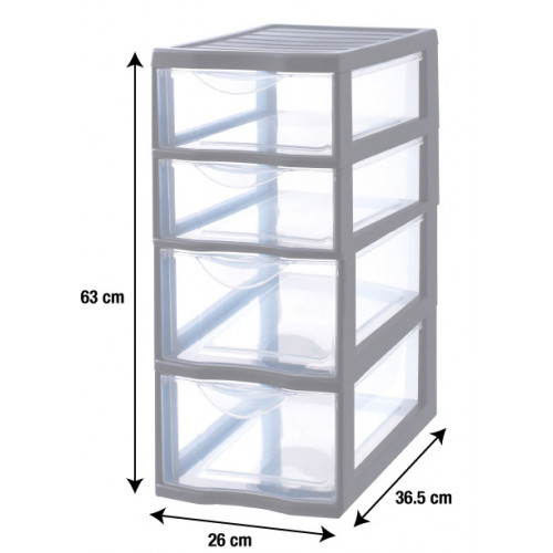 Tour de rangement Orgamix plastique , l.26 x P.36.5 x H.63 cm - SUNDIS