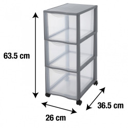 Tour de rangement Orgamix plastique , l.26 x P.36.5 x H.63.5 cm - SUNDIS