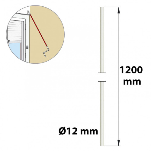 Tringle manivelle acier laqué, H.1200 x L.12 x P.12 mm - AFBAT