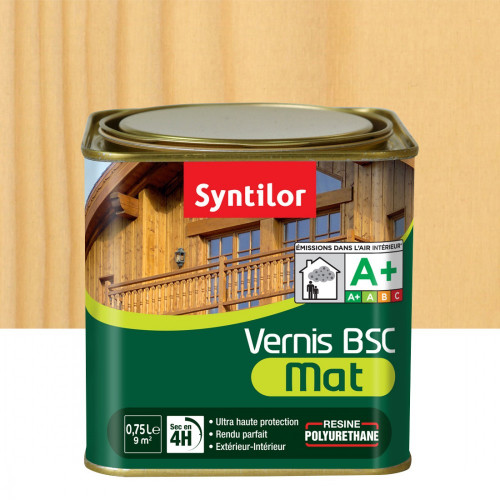 Vernis bois extérieur SYNTILOR Bsc incolore mat 0.75 l - SYNTILOR