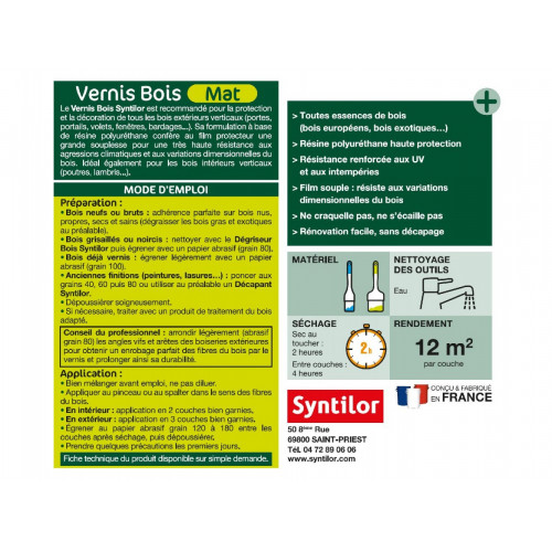 Vernis extérieur anti-rouille Syntilor Mat 0,5L