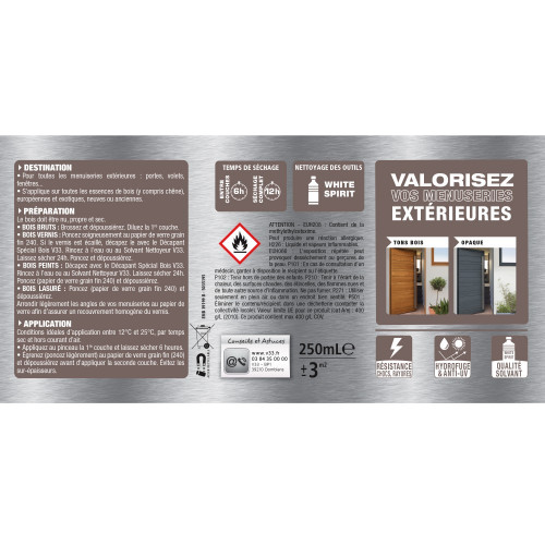 Vernis bois extérieur V33 Haute protection incolore brillant 0.25 l - V33