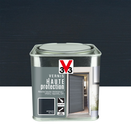 Vernis bois extérieur V33 Haute protection opaque anthracite brillant 0.75 l - V33