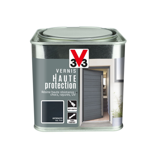 Vernis bois extérieur V33 Haute protection opaque anthracite brillant 0.75 l - V33