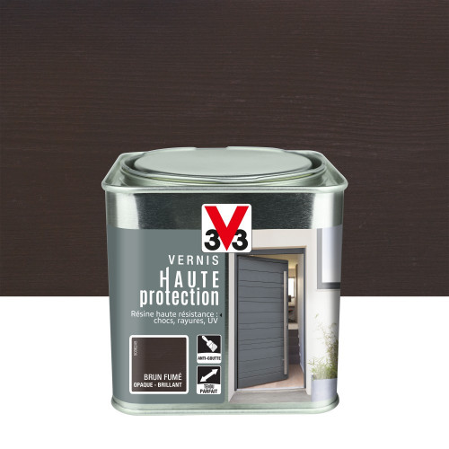 Vernis bois extérieur V33 Haute protection opaque brun fumé brillant 0.75 l - V33