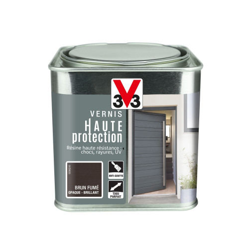 Vernis bois extérieur V33 Haute protection opaque brun fumé brillant 0.75 l - V33