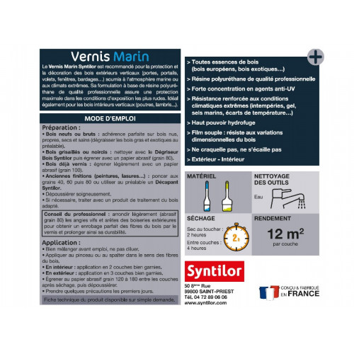 Vernis marin bois SYNTILOR ambre satiné 0.25 l - SYNTILOR