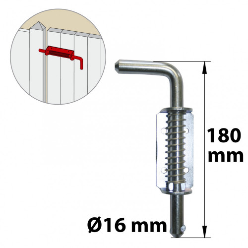 Verrou à ressort acier zingué, H.34 x L.190 x P.40 mm - AFBAT