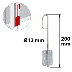 Verrou baïonnette acier zingué, H.200 x L.60 x P.20 mm de marque AFBAT, référence: B6161200