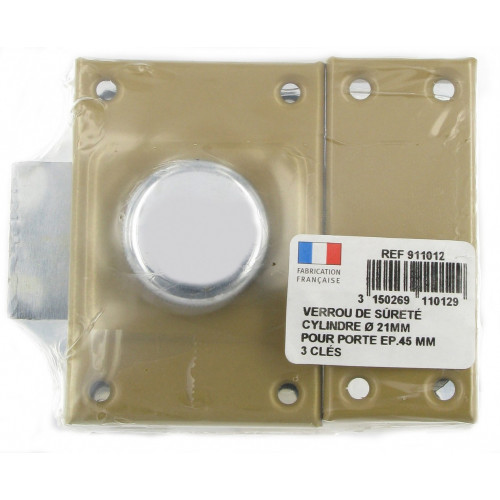 Verrou bouton / cylindre, 45 mm, THIRARD Diam. 21, 5 goupilles 911012, bronze - THIRARD