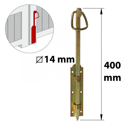 Verrou de barrière acier zingué, H.40 x L.5 x P.3 mm - AFBAT