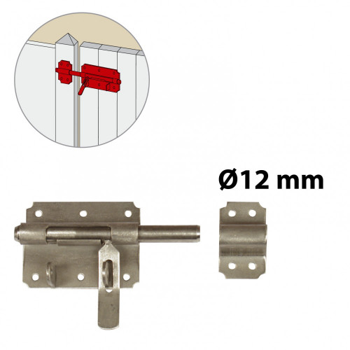 Verrou de box à cadenas ø12 mm AFBAT, acier inox brossé - AFBAT