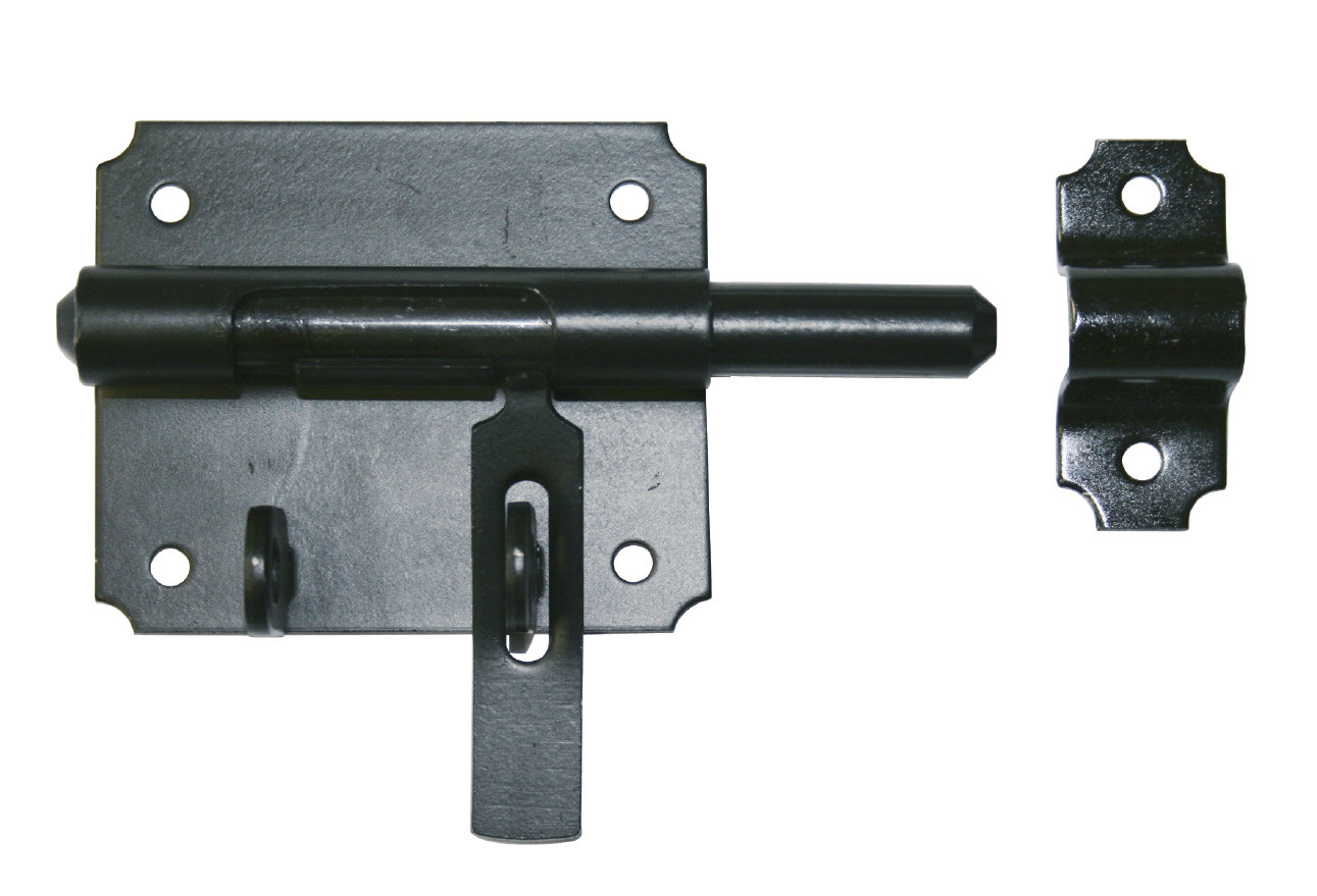 Verrou de box porte cadenas acier prépeint, H.70 x L.150 x P.26 mm