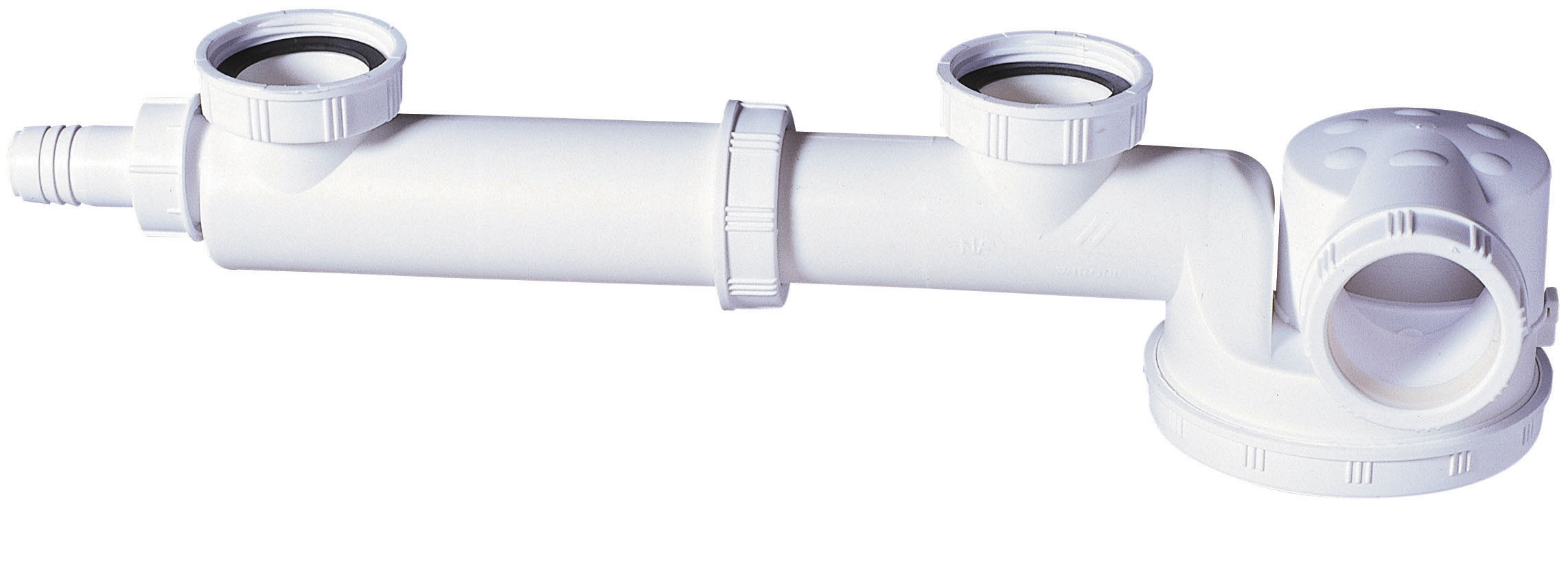 Vidage siphon plat + tubulure évier 2 bacs