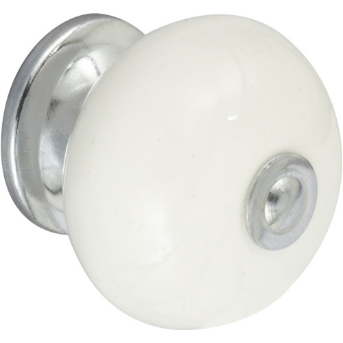 Bouton de meuble Boule blanc porcelaine H.38 x l.40 x P.40 mm - REI