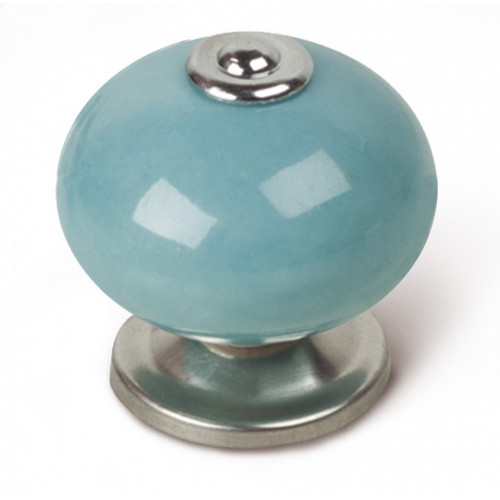 Bouton de meuble Boule bleu porcelaine H.38 x l.40 x P.40 mm - REI